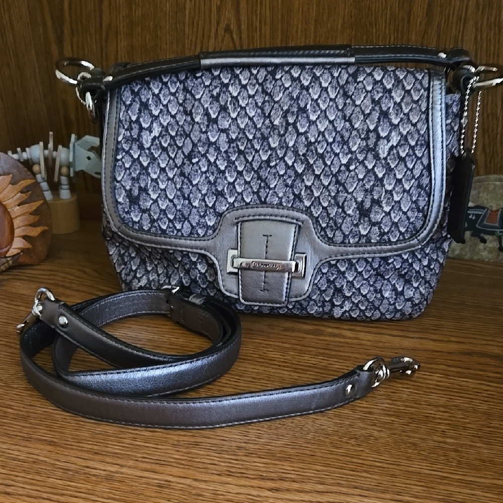 Coach Taylor Snakeskin Canvas Crossbody